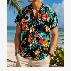 Icone™ VersatileShirt: Heren Veelzijdig Patroon Kort Mouw Knop Omlaag Shirt