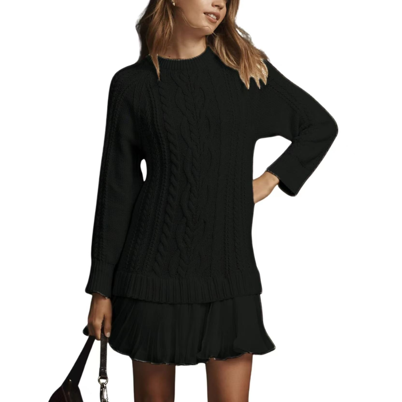 Icone™ KnittedDress: Knus Mini Lange Mouwen Gebreid Jurk