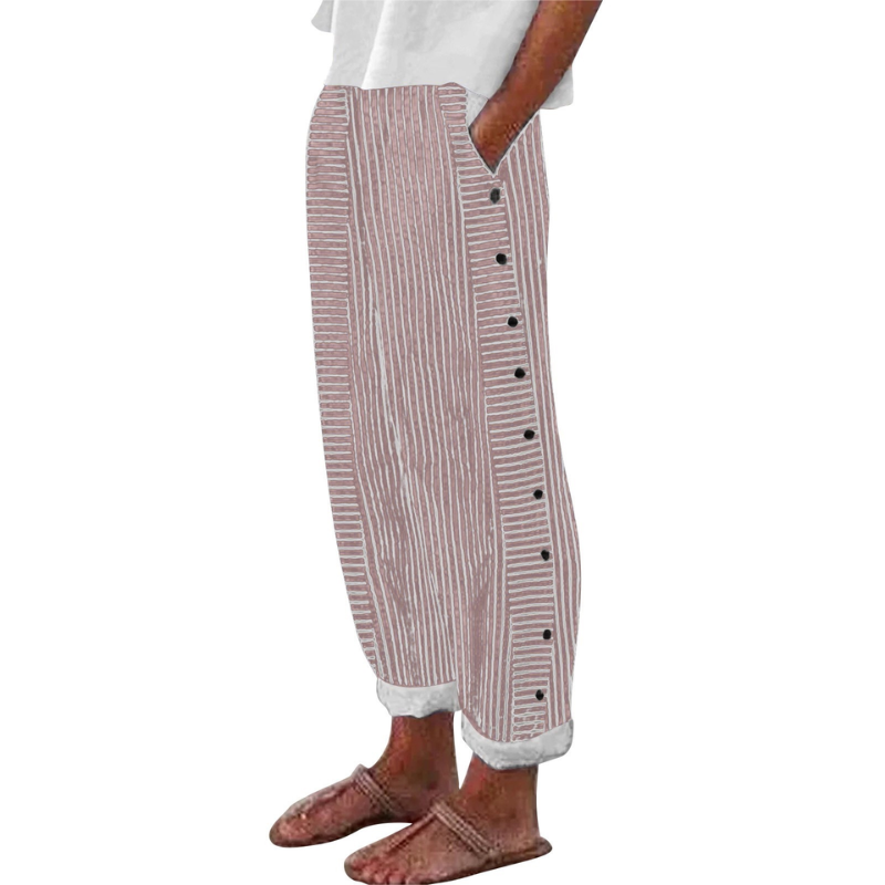 Icone™ StripePants: Comfortabele Mode Stripe Broek Met Zakken
