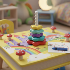 Kletshuts™ StackingToy: Regenboog Toren Wiel Stapelen Speelgoed Zintuiglijk Leren