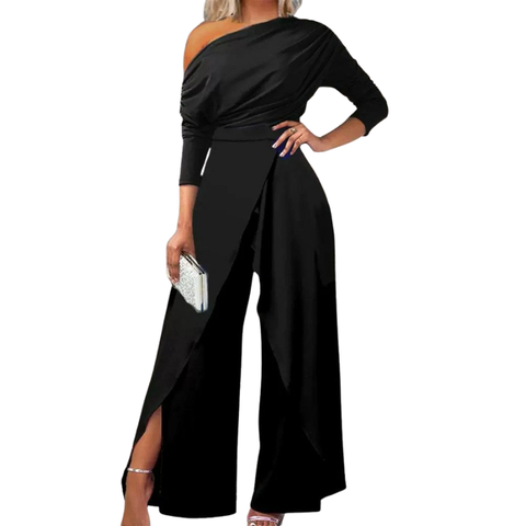 Icone™ StylishJumpsuit - Stijlvol Lange Mouwen Asymmetrische Jumpsuit
