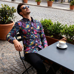 Icone™ RetroPolo: Disco Nacht Heren Lange Mouwen Vintage Retro Polo