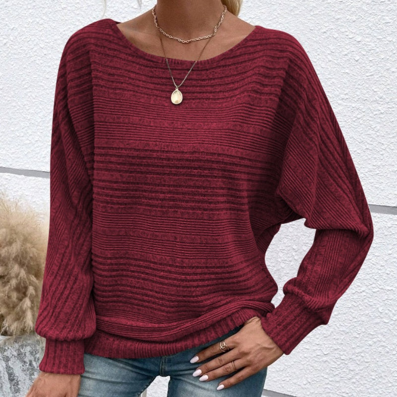 Icone™ CasualLongsleeves: Relaxte Pasvorm Stijlvol Gestreept Vleermuismouwen Casual Lange Mouwen Top