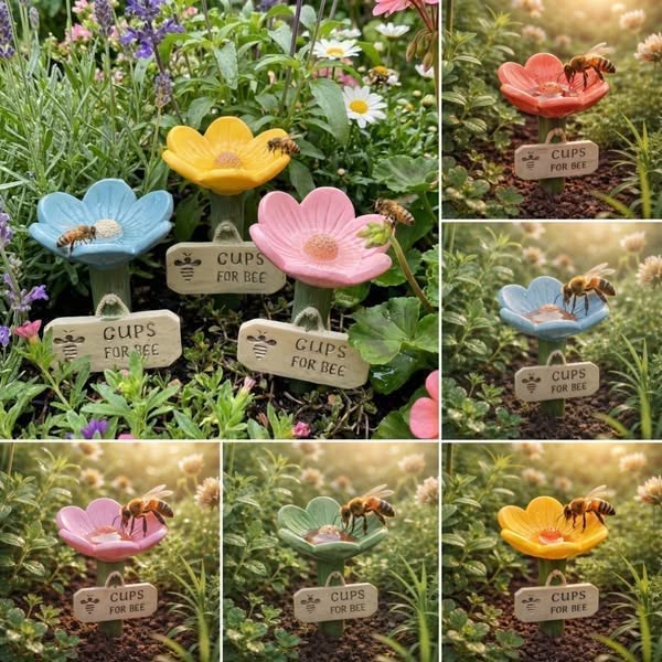 FlowerBowl 1+1 GRATIS - Tuindecoratie Bijen Drinkwater Bloembak