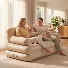 UltiFurni® RestLounge: Converteerbare 2-in-1 Snelle Opzet Opblaasbare Rust Lounge Sofa Bed
