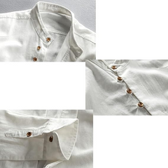 Icone™ CollarlessLongsleeves: Heren Japans Stijl Ademend Kraagloos Lange Mouwen
