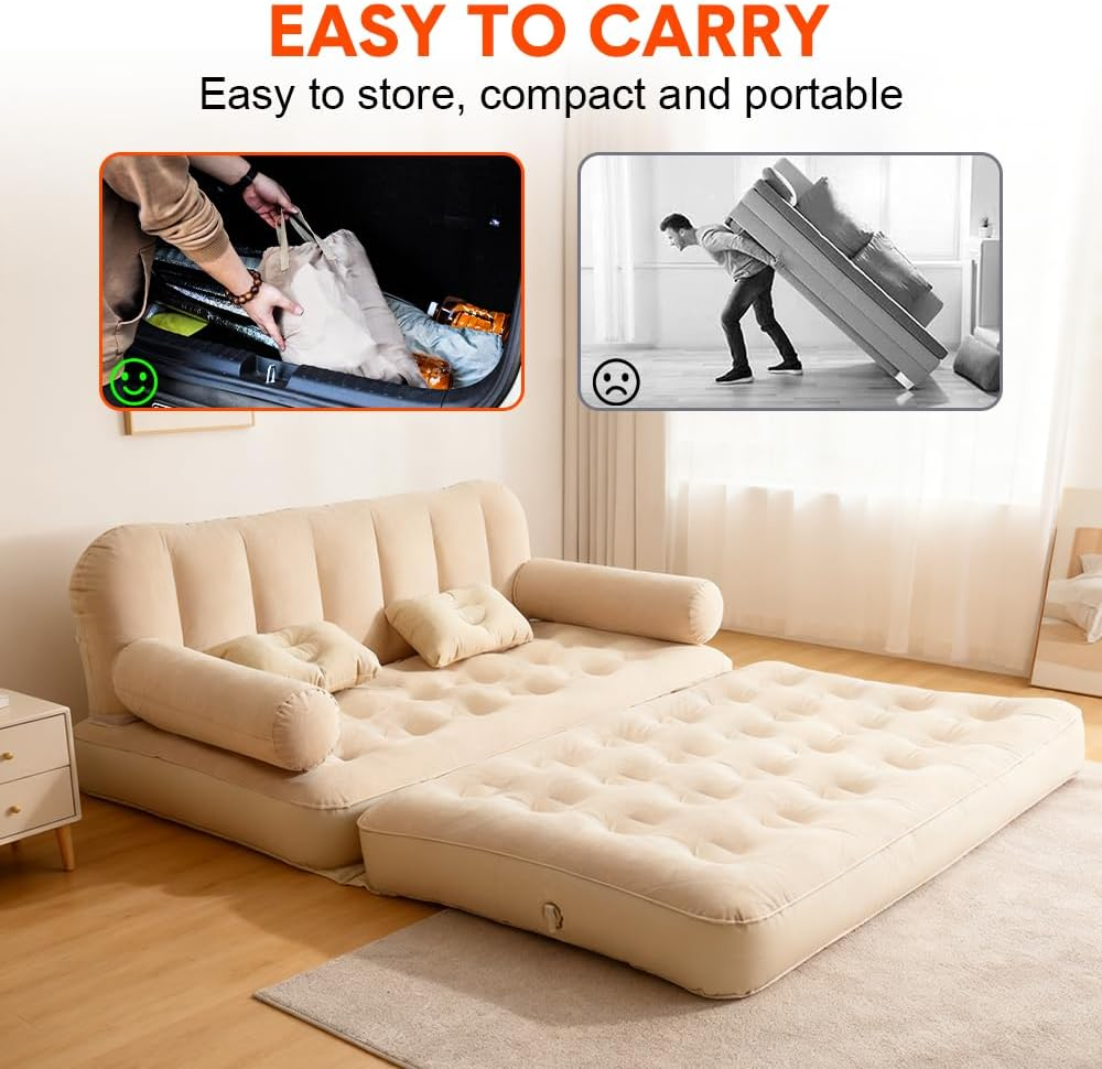 UltiFurni® RestLounge: Converteerbare 2-in-1 Snelle Opzet Opblaasbare Rust Lounge Sofa Bed