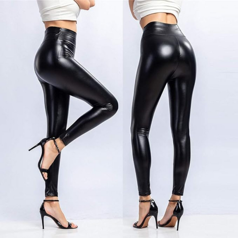 Icone™ TightLeggings 1+1 GRATIS: Zwarte Glanzig Hoge Taille Strakke Leggings