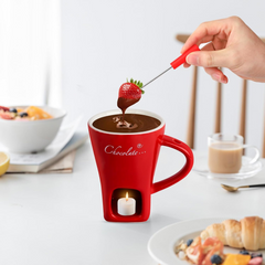 Globetrek° FondueMug – Keramiek Elegant Chocolade Fondue Mok Met Roerder