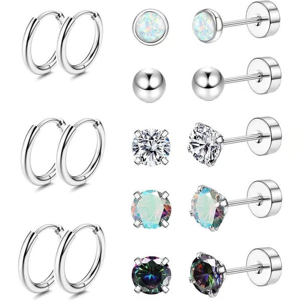Jewelance™ StudEarrings: Minimalistisch Kraakbeen Piercing Stud Oorbellen Set