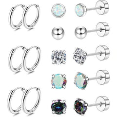 Jewelance™ StudEarrings: Minimalistisch Kraakbeen Piercing Stud Oorbellen Set