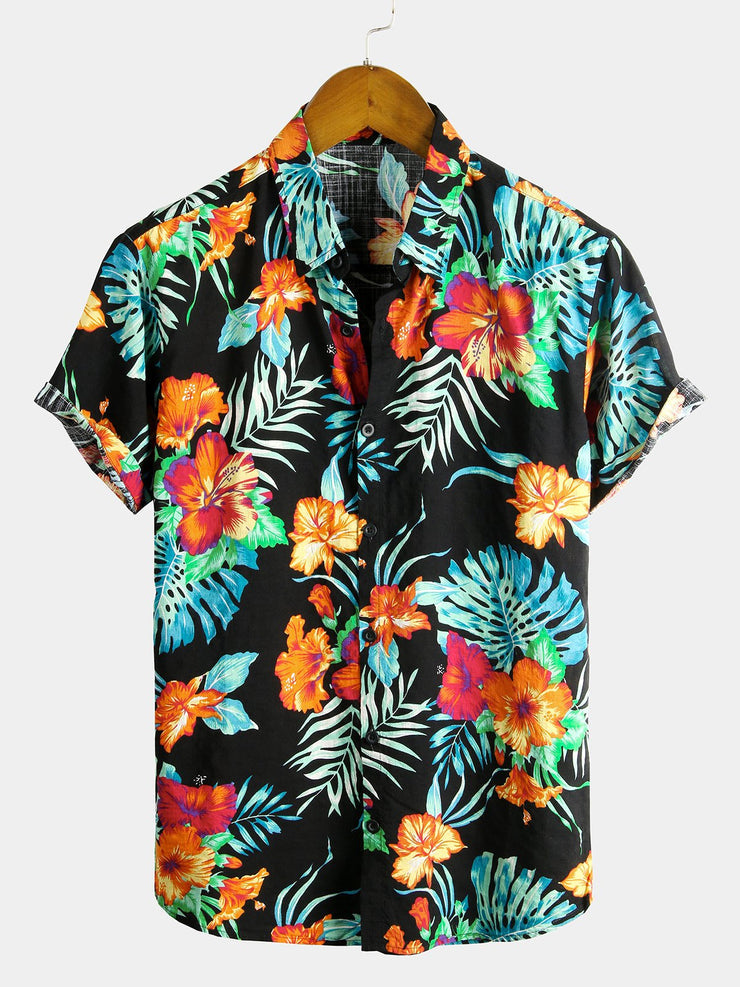 Icone™ VersatileShirt: Heren Veelzijdig Patroon Kort Mouw Knop Omlaag Shirt