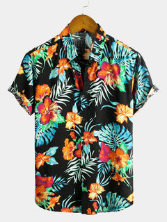 Icone™ VersatileShirt: Heren Veelzijdig Patroon Kort Mouw Knop Omlaag Shirt