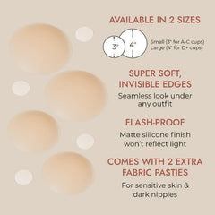Icone™ NippleCover 1+1 GRATIS: Dunne Matte Siliconen Klevende Tepelcovers