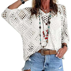 Icone™ CrochetCoverup: Bohemian Zomer Mid-Lengte Mouwen Coverup