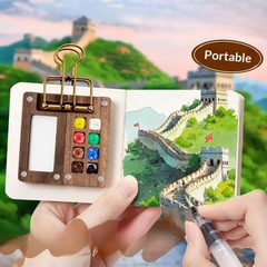 PaintPalette: Mini Houten Draagbare Kunstenaars Verf Palette Doos