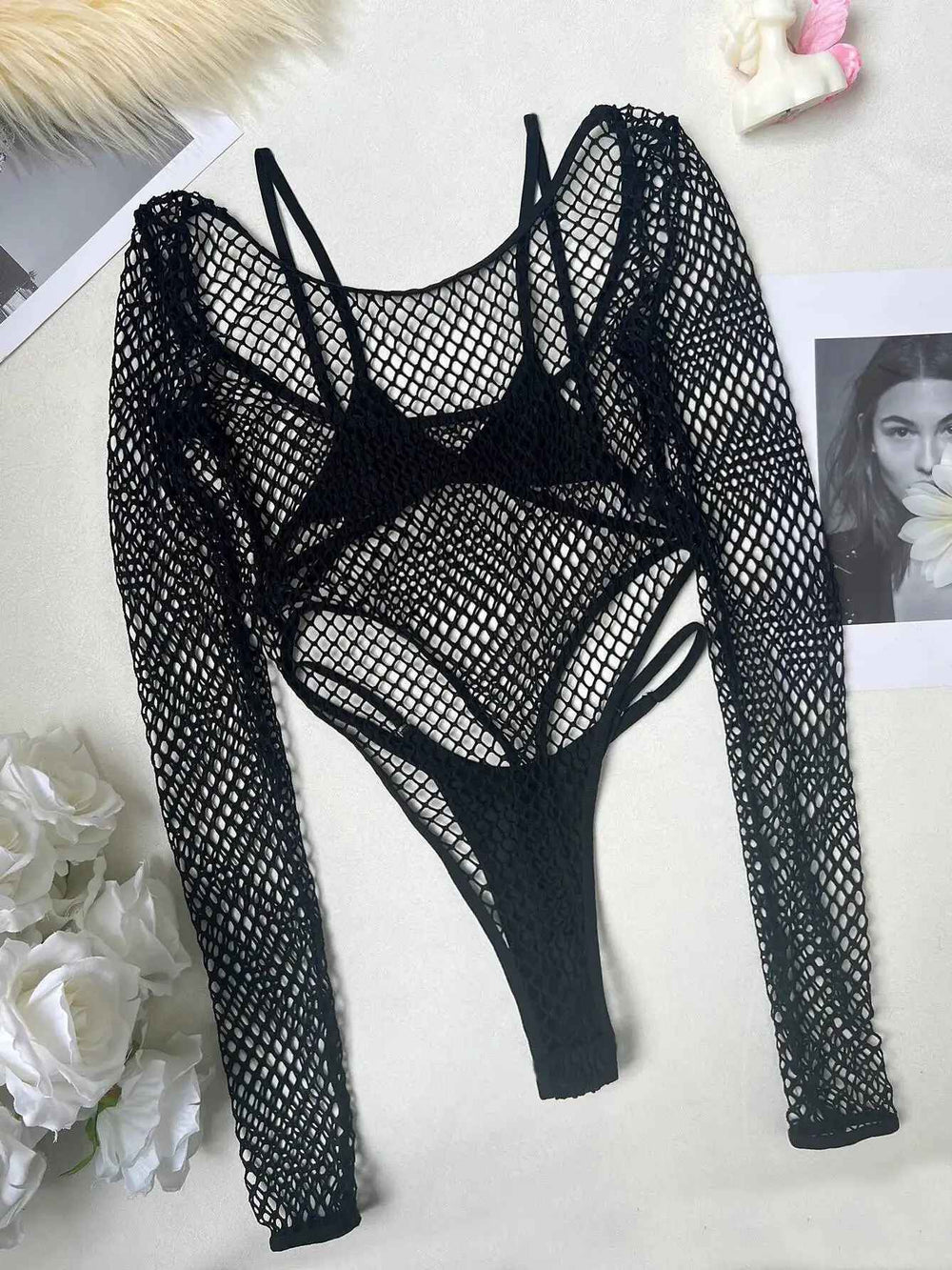 Icone™ SexyMesh - Stijlvolle Lange Mouwen Sexy Mesh Bodysuit