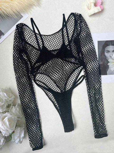 Icone™ SexyMesh - Stijlvolle Lange Mouwen Sexy Mesh Bodysuit