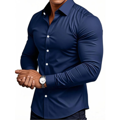Icone™ ClassicPolo: Heren Lang Mouw Knoop- Omlaag Klassiek Polo Shirt