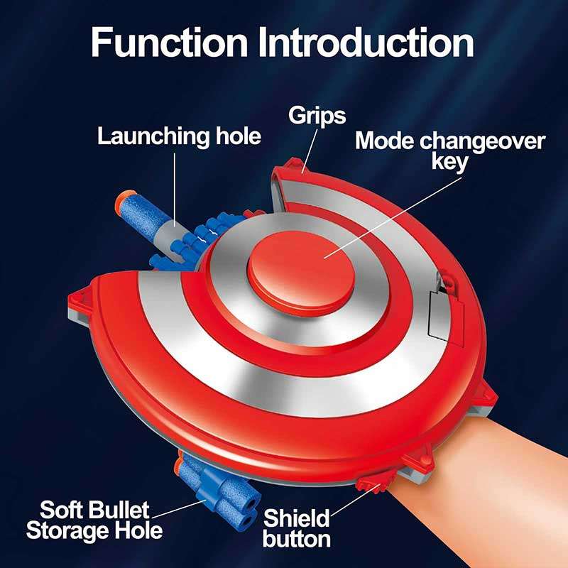 Kletshuts™ ShieldBlaster: Dart Schild Lanceerder Snel Vuur Pols Gemonteerd Blaster