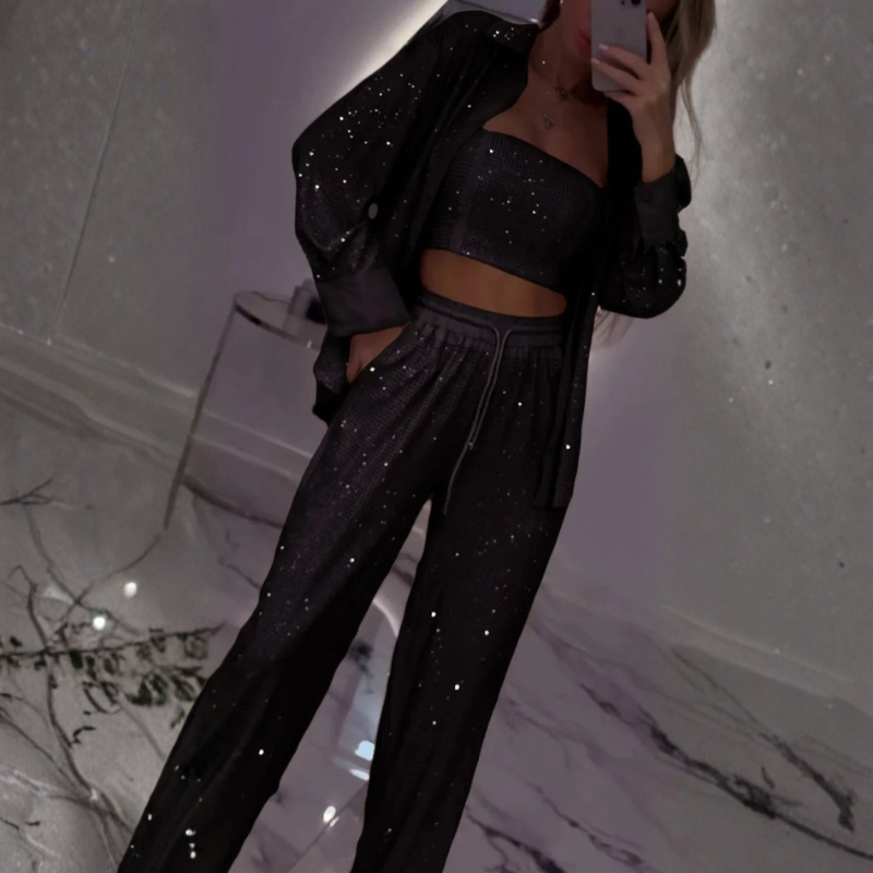 Icone™ ShinySet: Dames Elegante Drie-Delige Sexy Glanzende Set