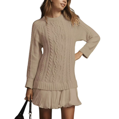 Icone™ KnittedDress: Knus Mini Lange Mouwen Gebreid Jurk