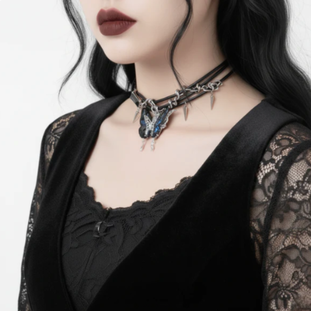 Jewelance™ ButterflyChoker 1+1 GRATIS: Modieus Verbluffende Glanzende Spiked Vlinder Choker