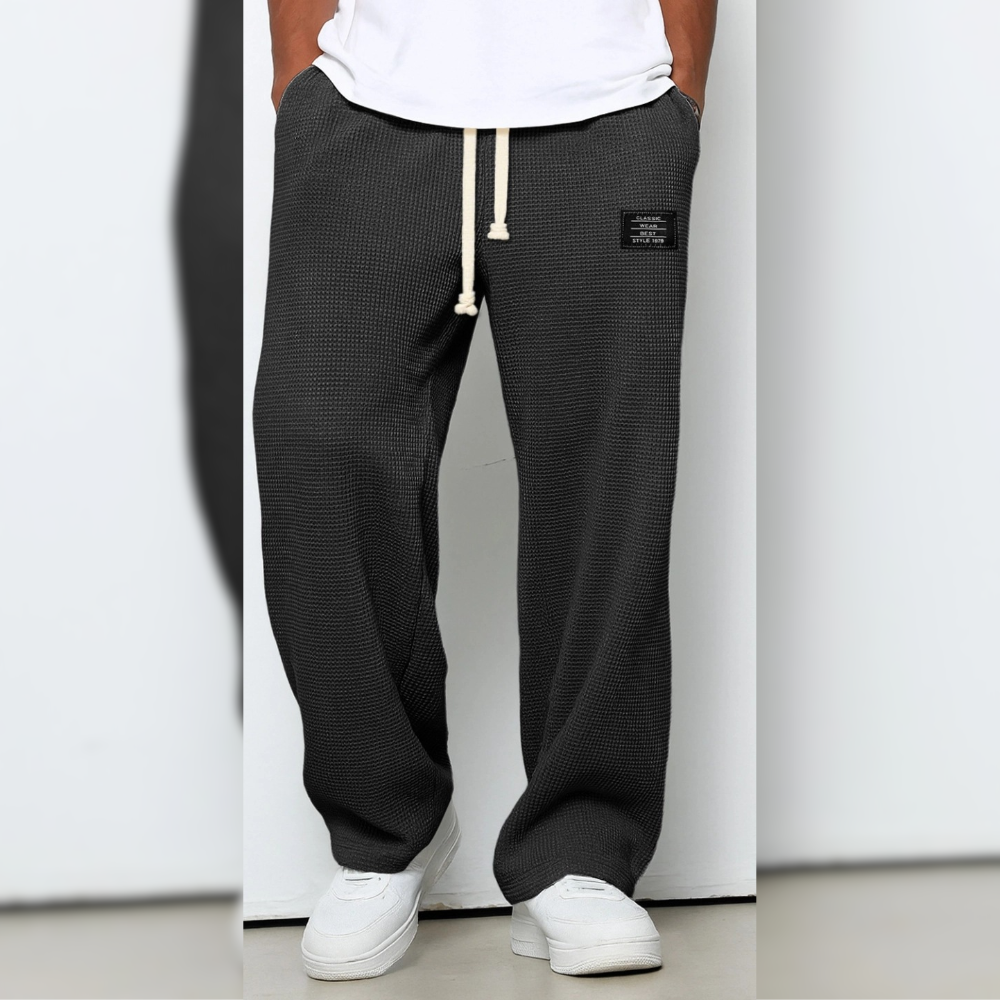 Icone™ WafflePants: Getextureerde Ontspannen Comfortabele Rechte-Pijpen Casual Wafel Broek