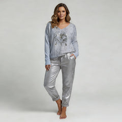 Icone™ SequinSet: Casual Shiny Evil Eye Top En Broek Sequin Set