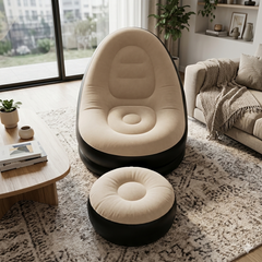 UltiFurni® InflatableSofa: Draagbare Comfortabele Stijlvolle Opblaasbare Sofa en Voetsteun