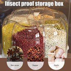 Globetrek° RotatableContainer: Stijlvolle Multifunctionele 6-Compartimenten Graan Roteerbare Container