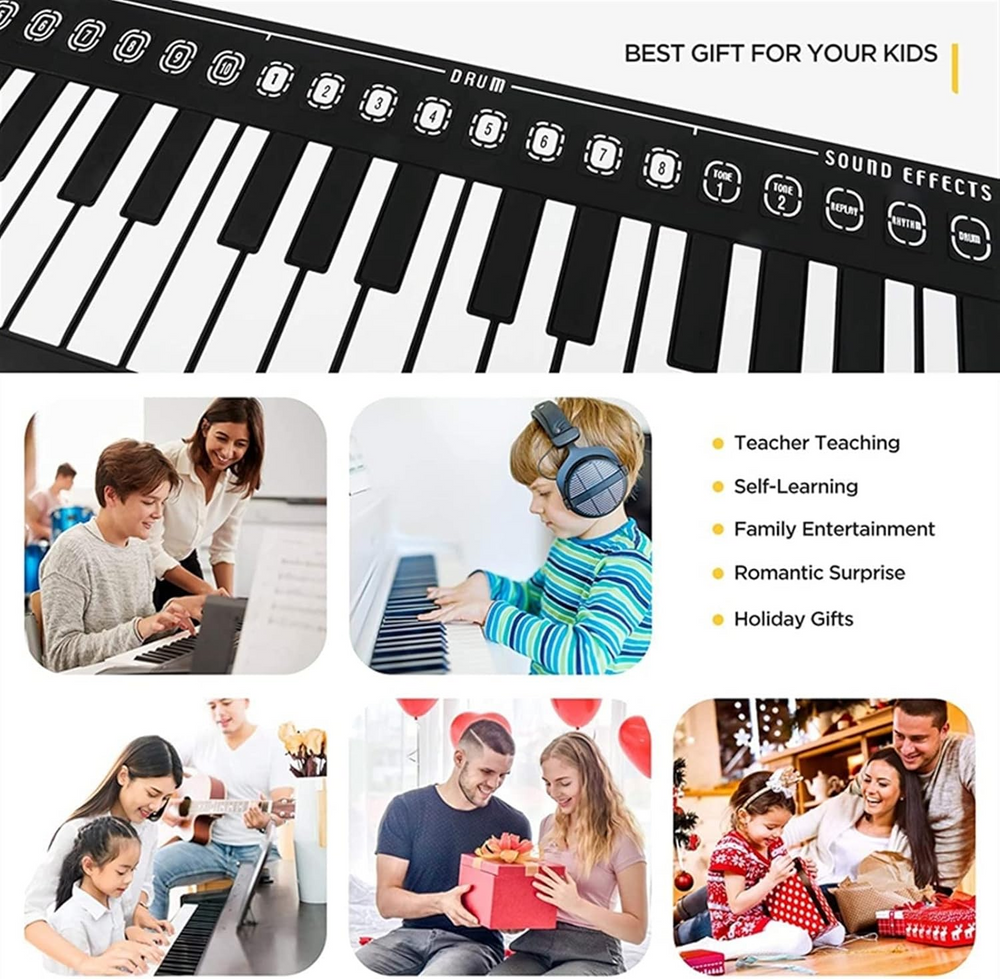 Kletshuts™ PortablePiano: Lichtgewicht Muziek Roll-Up Draagbare Piano Toetsenbord