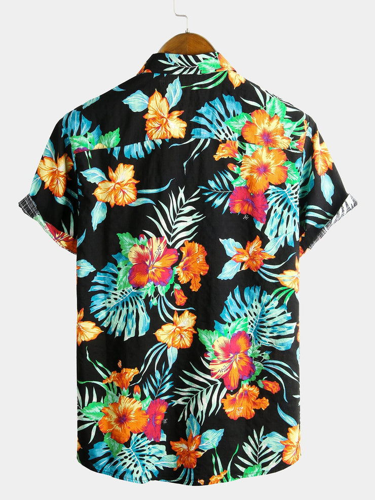 Icone™ VersatileShirt: Heren Veelzijdig Patroon Kort Mouw Knop Omlaag Shirt