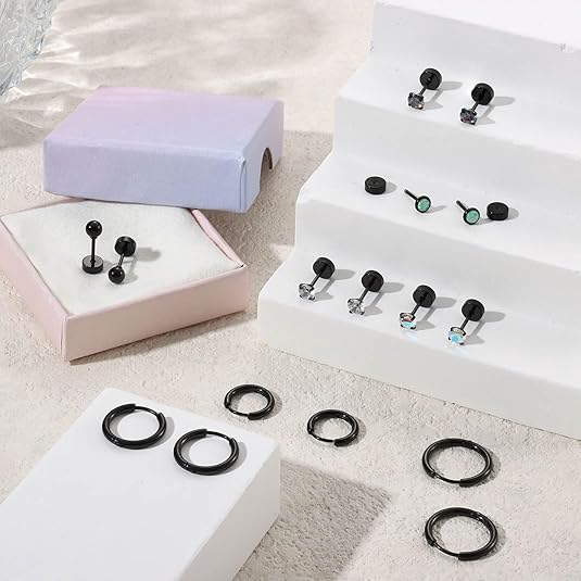 Jewelance™ StudEarrings: Minimalistisch Kraakbeen Piercing Stud Oorbellen Set