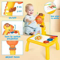 Kletshuts™ DrawingTable: Kids Teken- en Kleurprojector Giraffe Tafel