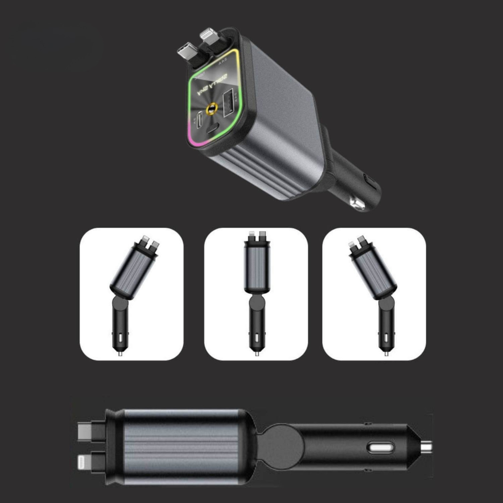AutoCharge™ 120W | 4-in-1 Oplader, Super-Snel, RGB Sterrenhemel!