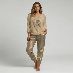 Icone™ SequinSet: Casual Shiny Evil Eye Top En Broek Sequin Set