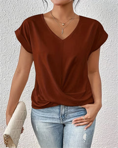 Icone™ TwistTop: Elegante Twist Voorkant Stijl Korte Mouw Casual Top
