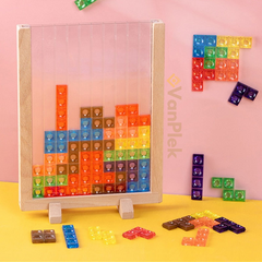 Kletshuts™ BrainyBlocks - 3D Tangram Houten Puzzel & Educatief Bordspel