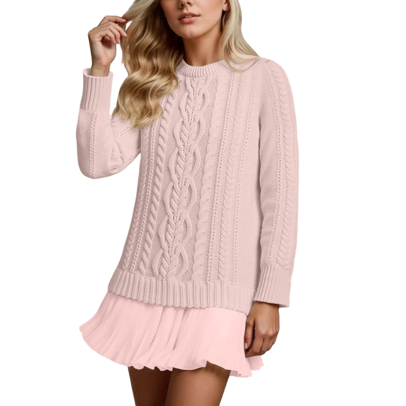Icone™ KnittedDress: Knus Mini Lange Mouwen Gebreid Jurk