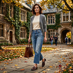 Icone™ CroppedJeans: Dames Toevallig Retro Stijl Cropped Rechte Jeans