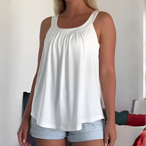 Icone™ SleevelessTop: Stijlvolle Zomer Effen Plissé Tank Mouwloze Bovenkant