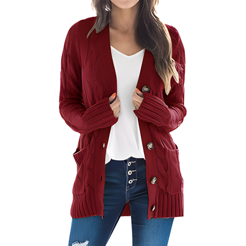 Icone™ KnittedCardigan: Dames Gezellig Lang Gebreid Vest