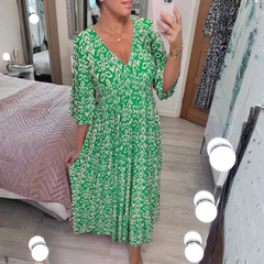 Icone™ SummerDress - Elegante Vloeiende Gedrukte V-Hals Maxi Zomerjurk