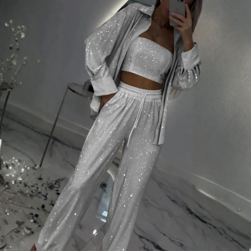 Icone™ ShinySet: Dames Elegante Drie-Delige Sexy Glanzende Set