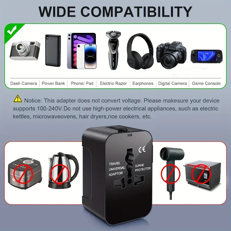 UniversalAdapter - Universele Dual Ports Reizen Compacte Adapter