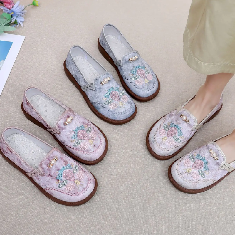 Happy™ EmbroideredLoafers: Comfortabele Elegante Geborduurde Patroon Loafers