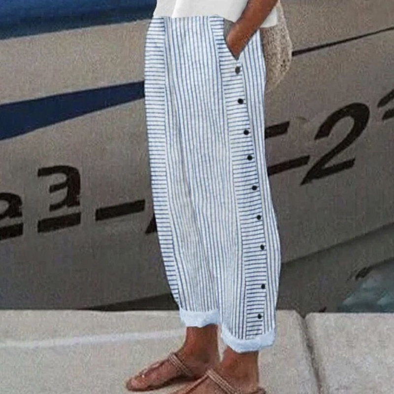 Icone™ StripePants: Comfortabele Mode Stripe Broek Met Zakken