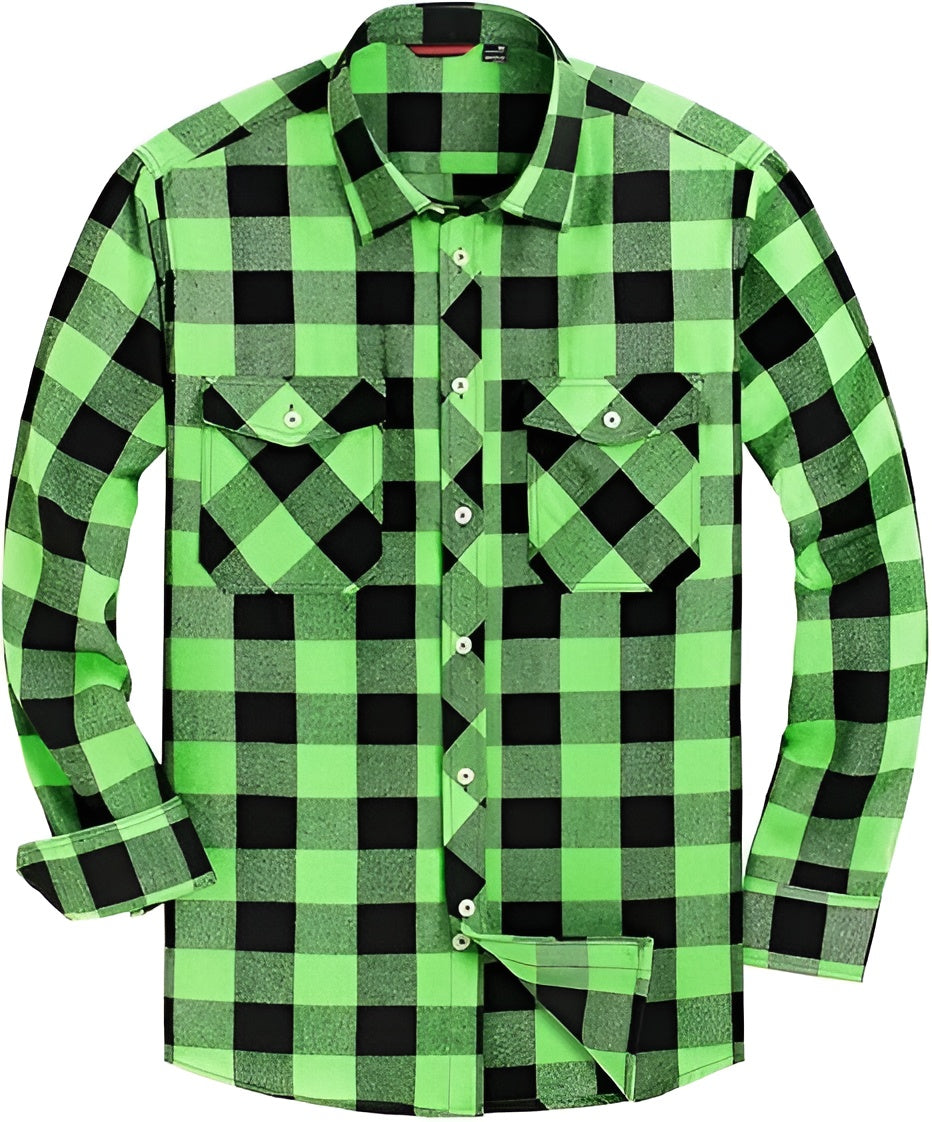 Icone™ CheckeredLongsleeves: Klassieke Casual Knoop-Beneden Geruite Mouwen