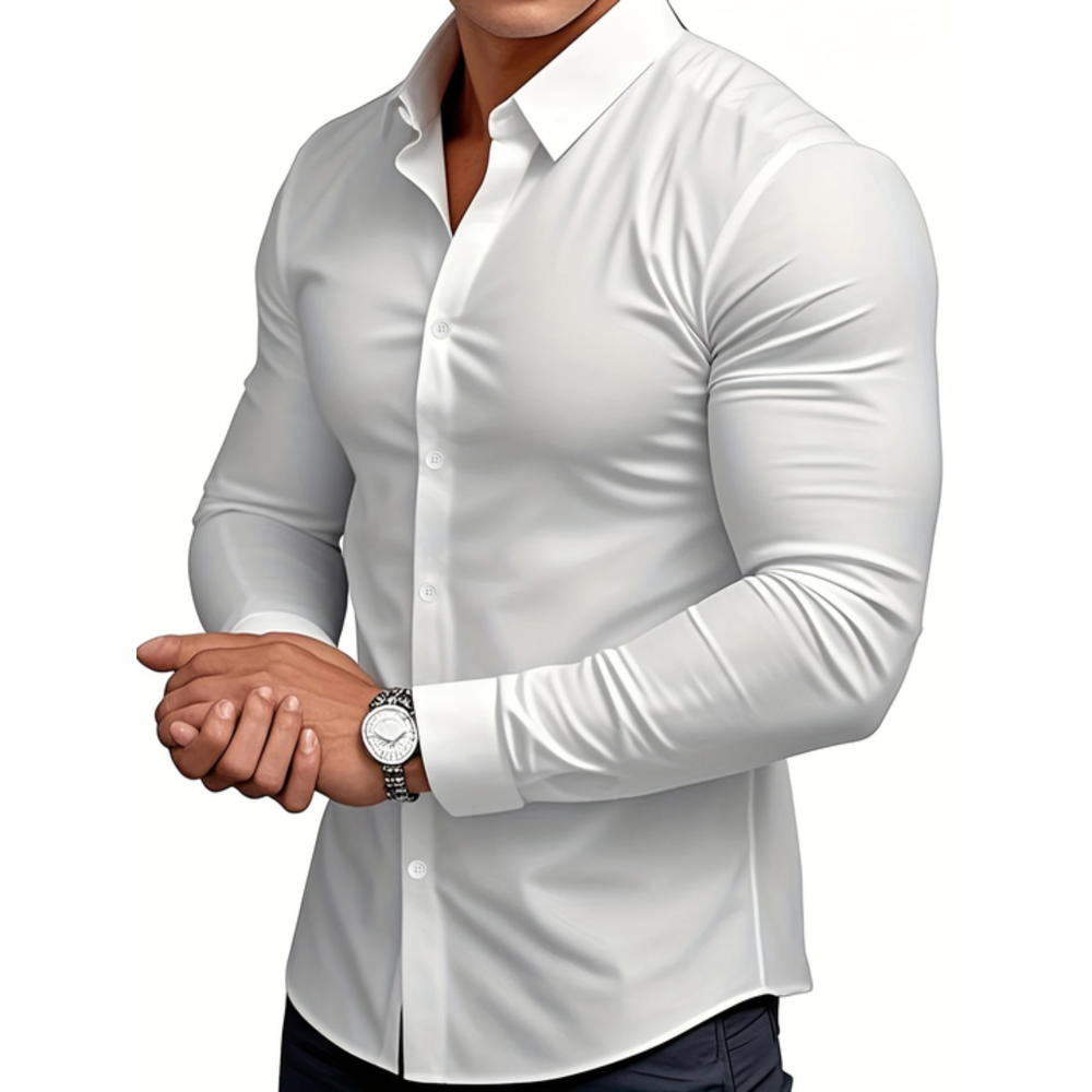 Icone™ ClassicPolo: Heren Lang Mouw Knoop- Omlaag Klassiek Polo Shirt